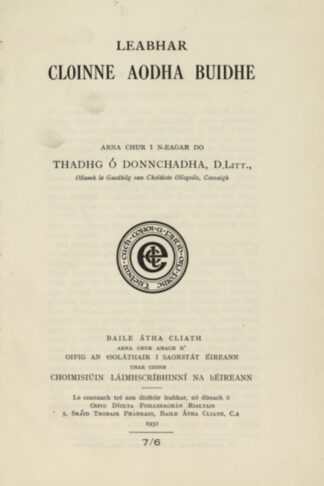 Title page of Leabhar Cloinne Aodha Buidhe