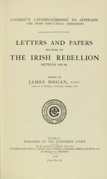 Title page of Letters and Papers relating to the Irish Rebellion