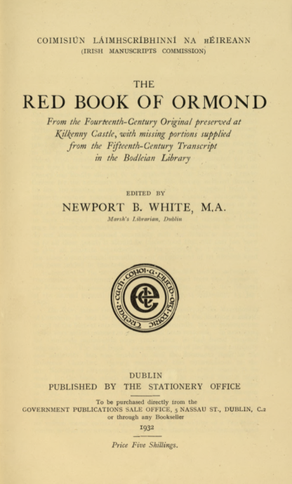 Red Book of Ormond title page