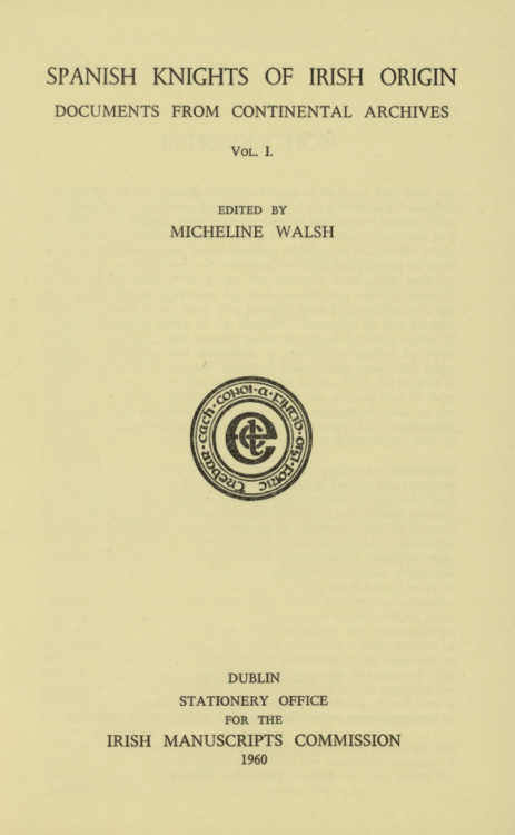 Title page of Spanish Knights of Irish Origin Volume 1