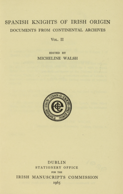 Title page of Spanish Knights of Irish Origin Volume 2